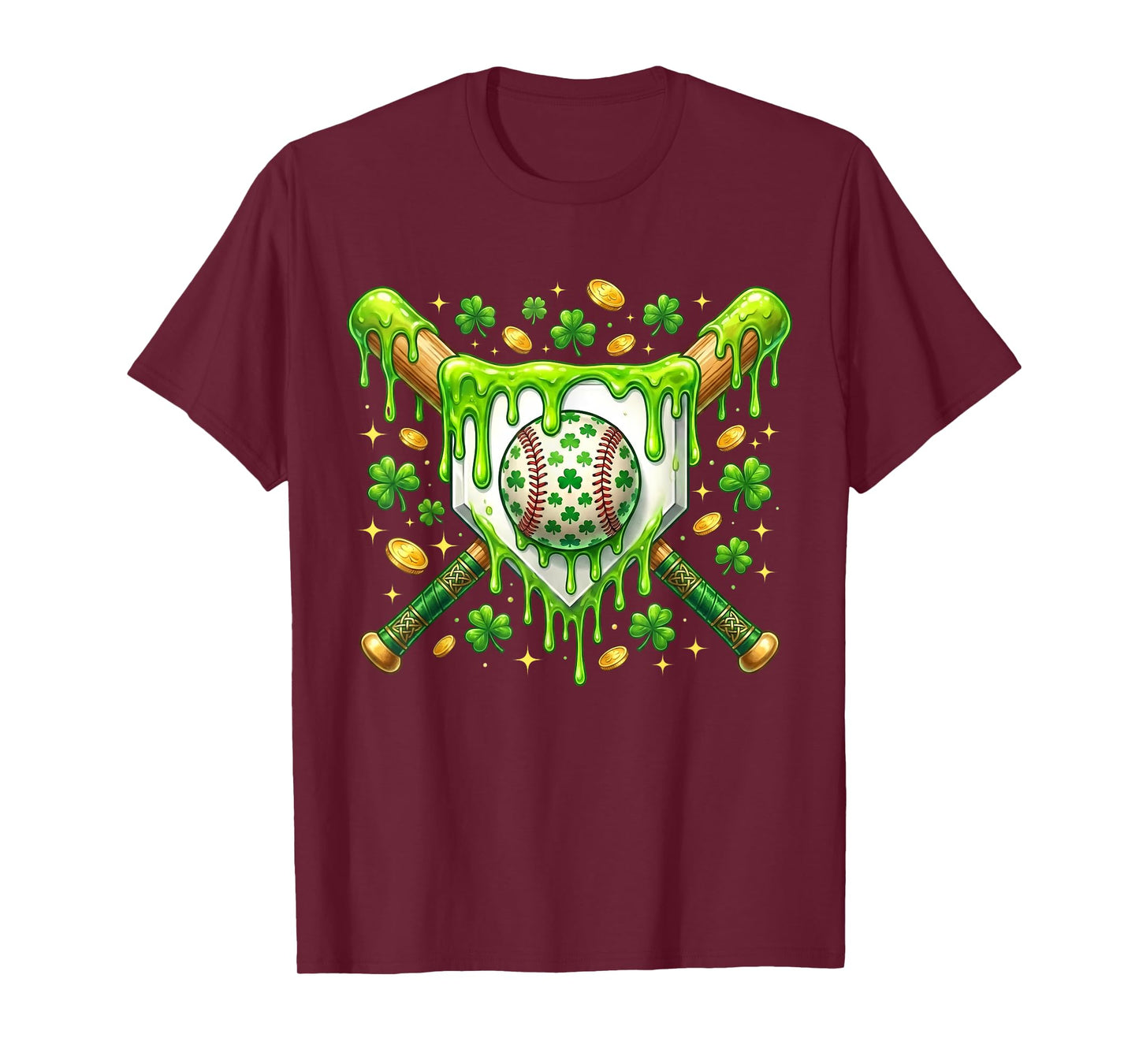 St Patrick Day Baseball Drip Ice Cream Baseball Home Plate T-Shirt