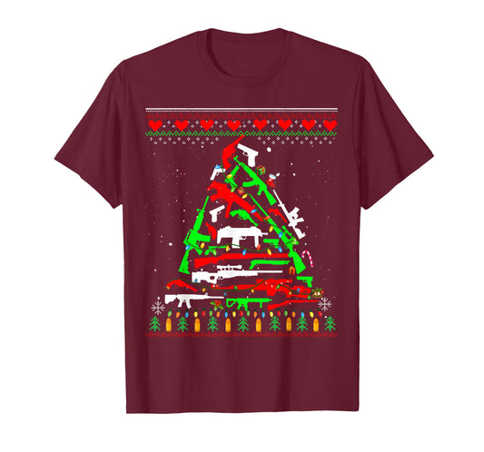 Weapon Gun Rifle Christmas Tree for Weapon Fools & Patriots T-Shirt