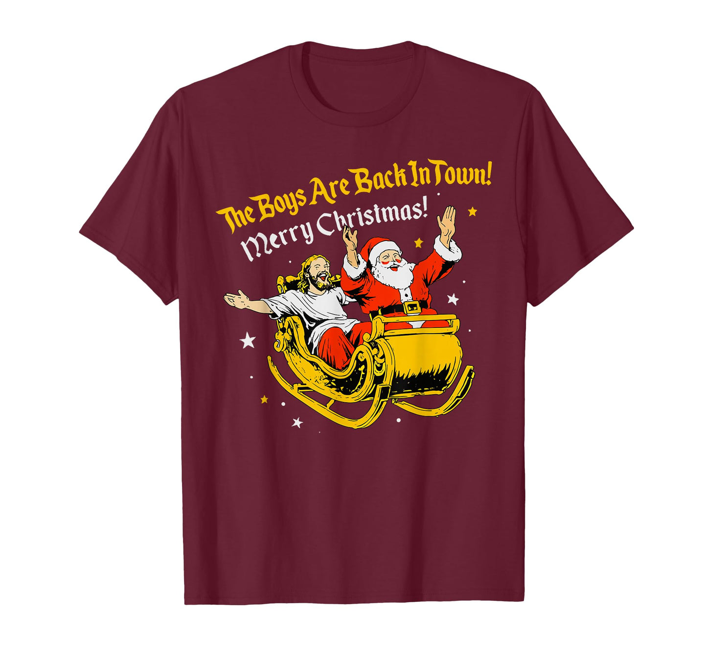 Jesus and Santa Claus Christmas Xmas Town OUS Saying T-Shirt