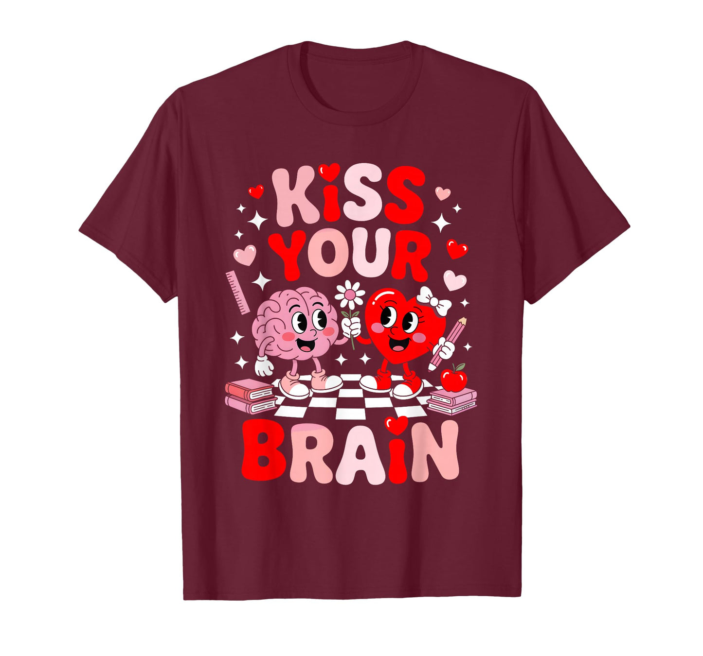 Kiss Your Brain Women Valentine's Day Retro School Counselor T-Shirt