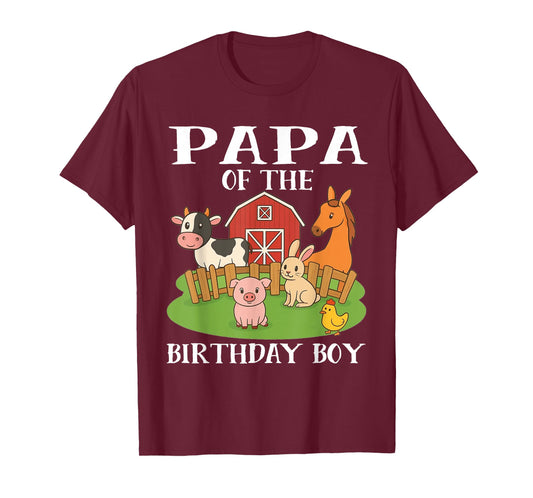 Papa of The Birthday Boy Farm Animals Matching Family T-Shirt