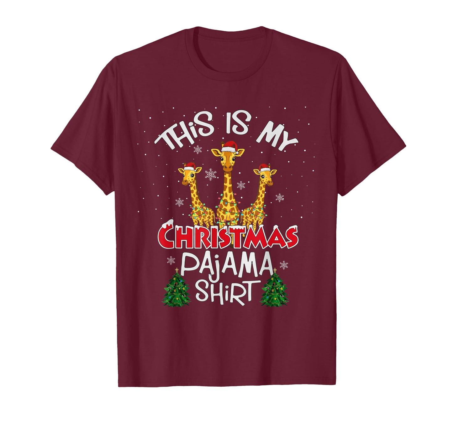 This is My Christmas Pajama Shirt Giraffe Animal Funny Xmas T-Shirt