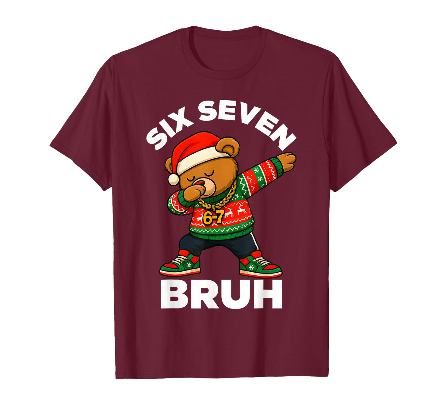 67 Christmas Dabbing Hip Hop Teddy Bear Six Seven Meme Boys T-Shirt