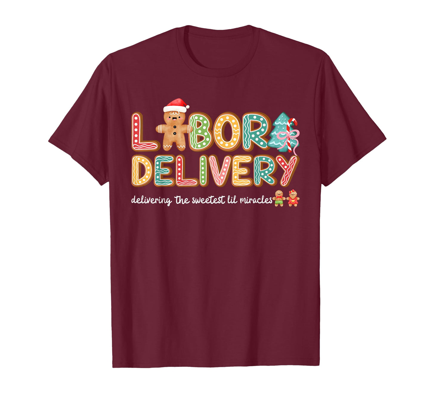 Groovy Labor and Delivery Christmas L&D Nurse Gingerbread T-Shirt