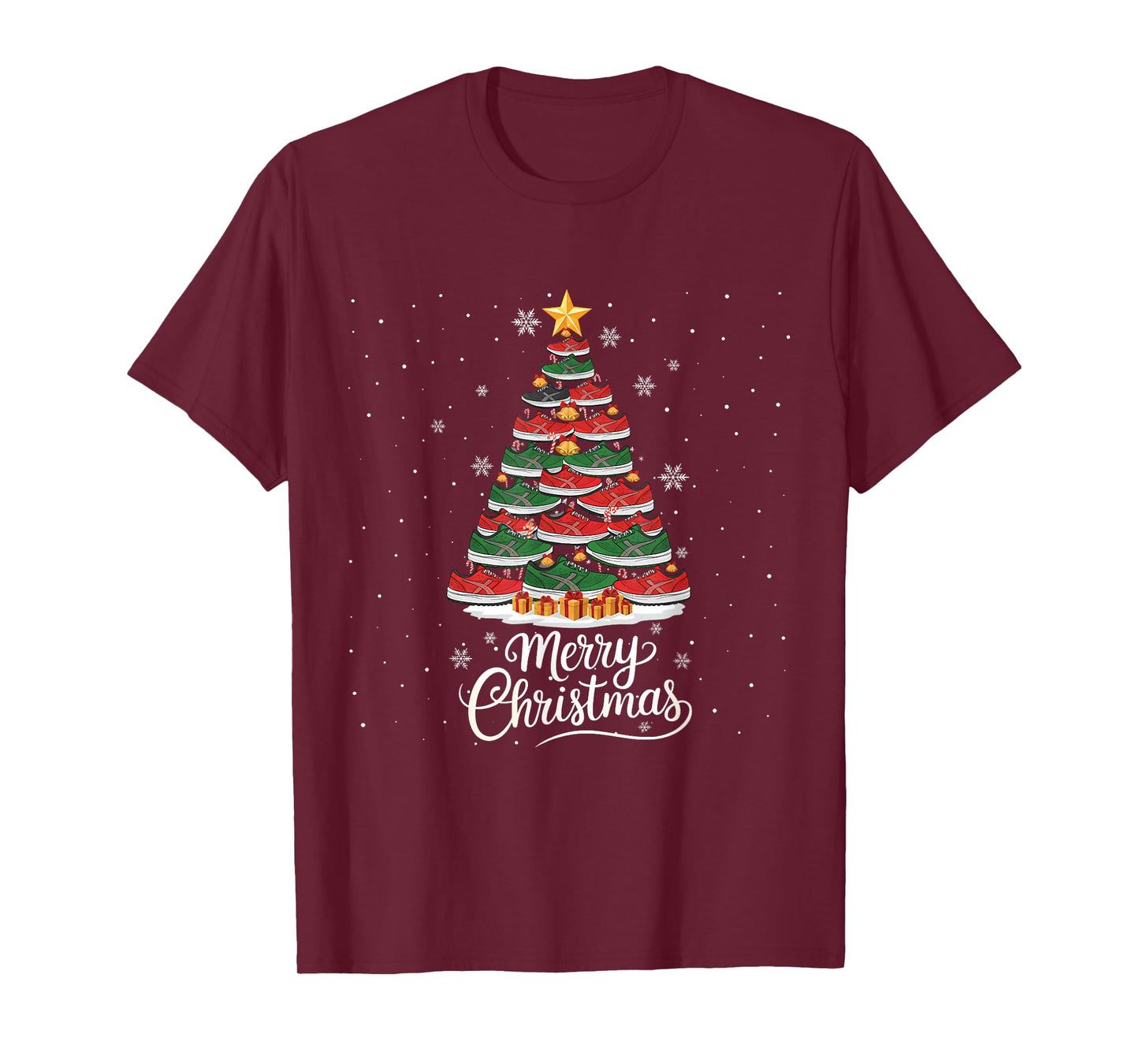 Funny Running Shoes Christmas Tree Lights Xmas for Men Women T-Shirt