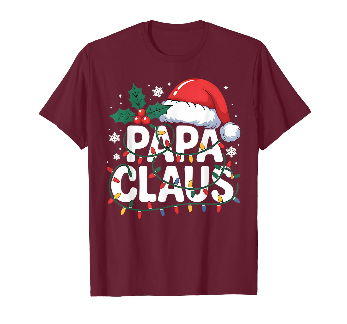 Papa Claus Christmas Lights Santa Family Matching Holiday T-Shirt