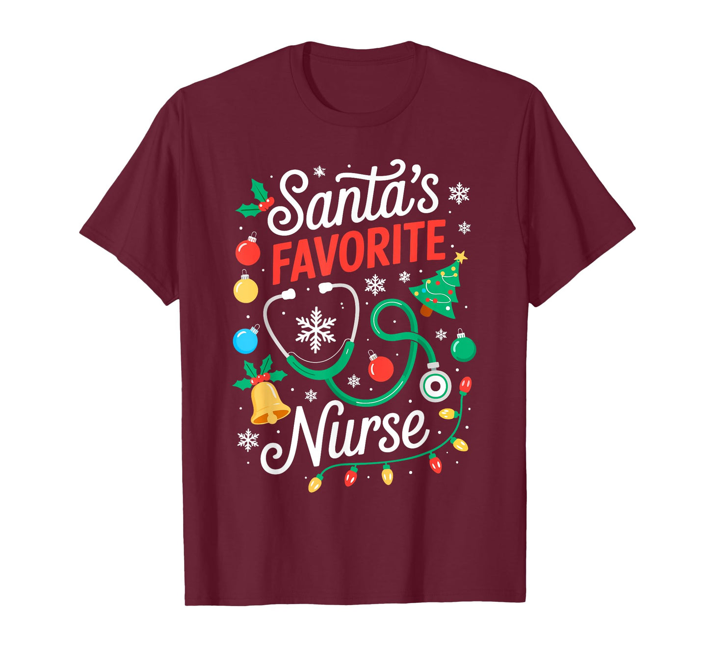 Santa's Favorite Nurse Shirt Men Women Funny Christmas Nurse T-Shirt