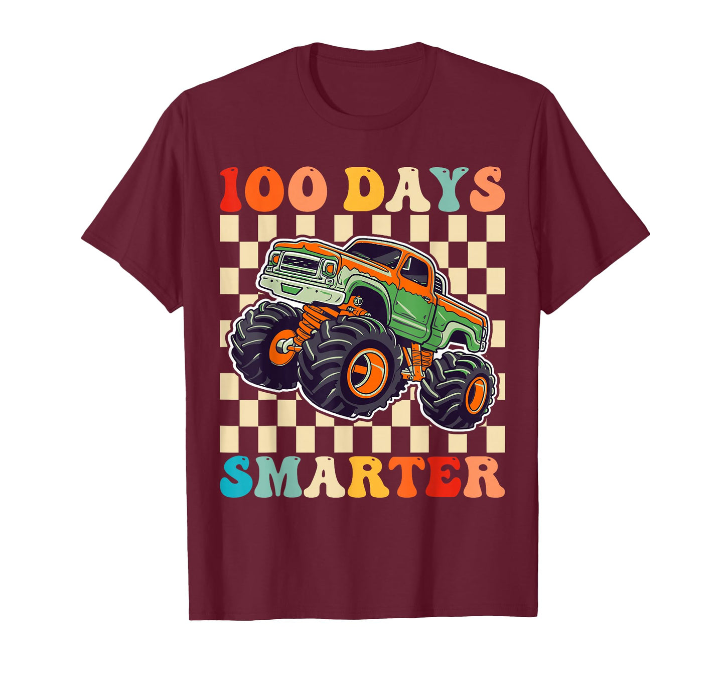 100 Days Smarter 100th Day of School Monster Truck Boys Kids T-Shirt