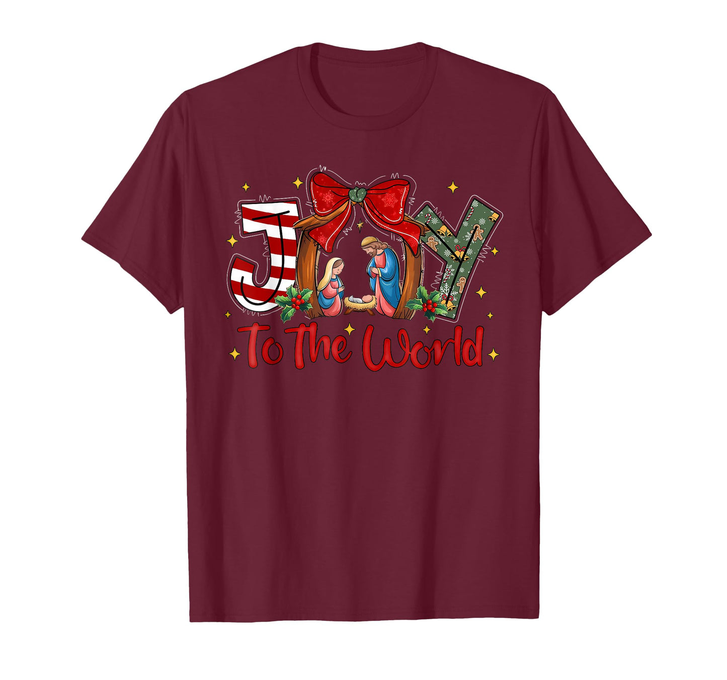 Joy to The World Christmas Christian Nativity Scene T-Shirt