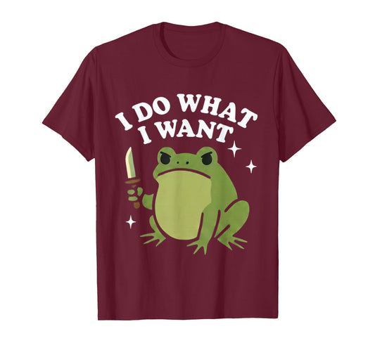 Funny I Do What I Want Cute Angry Frog with Knife Animal T-Shirt