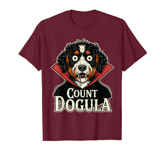 Count Dogula Funny Dog Spooky Party Halloween Bernedoodle T-Shirt