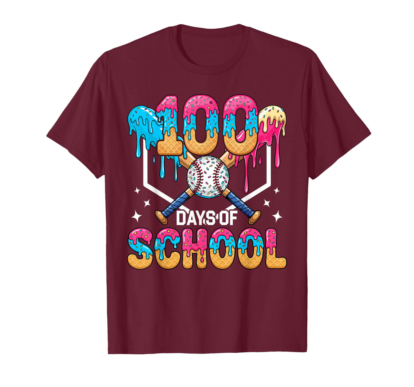 100 Days of School Baseball Boys Kids 100th Day of School T-Shirt