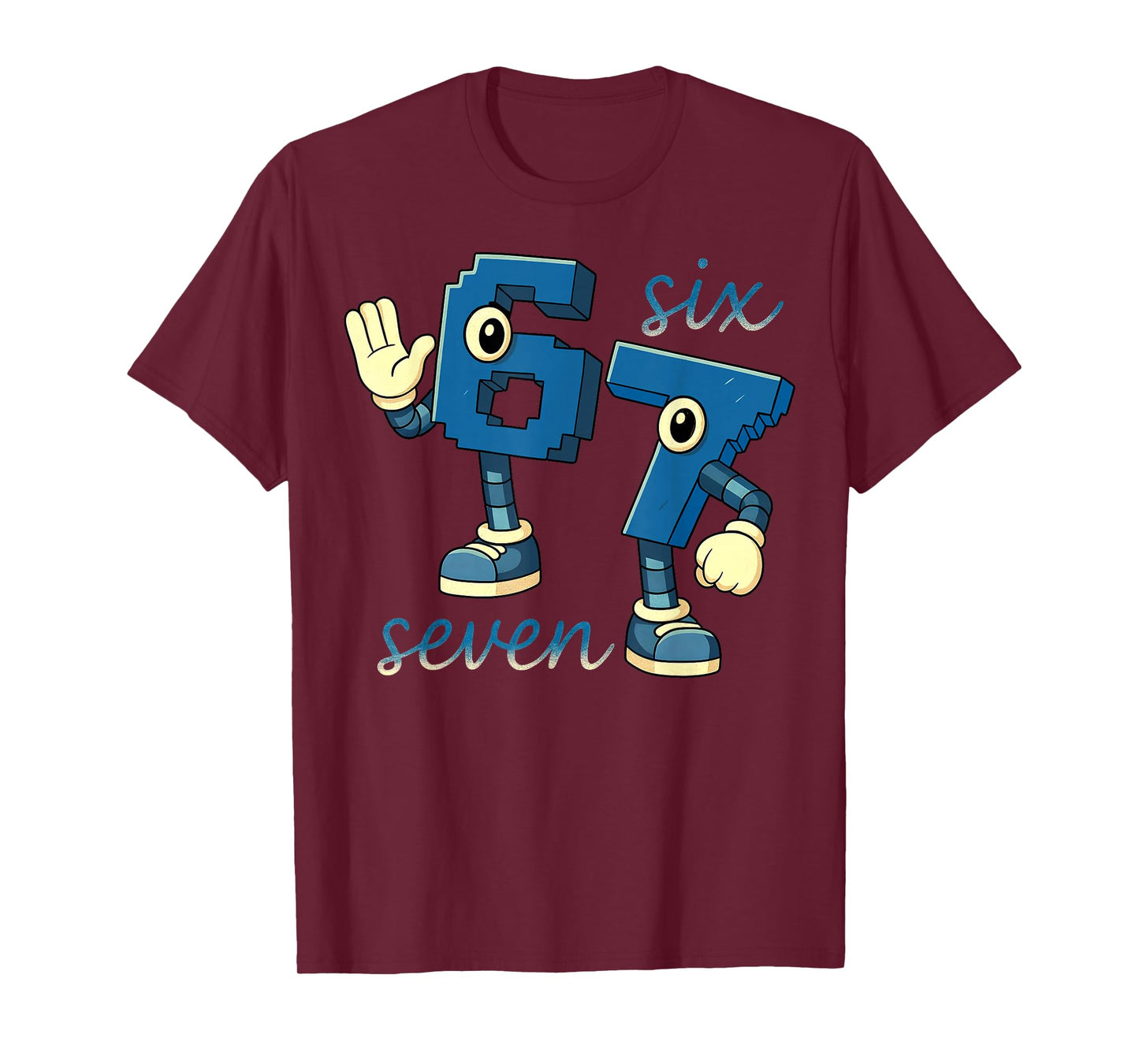 Retro Six Seven Number Meme Brainrot Gift for Men Women Kids T-Shirt