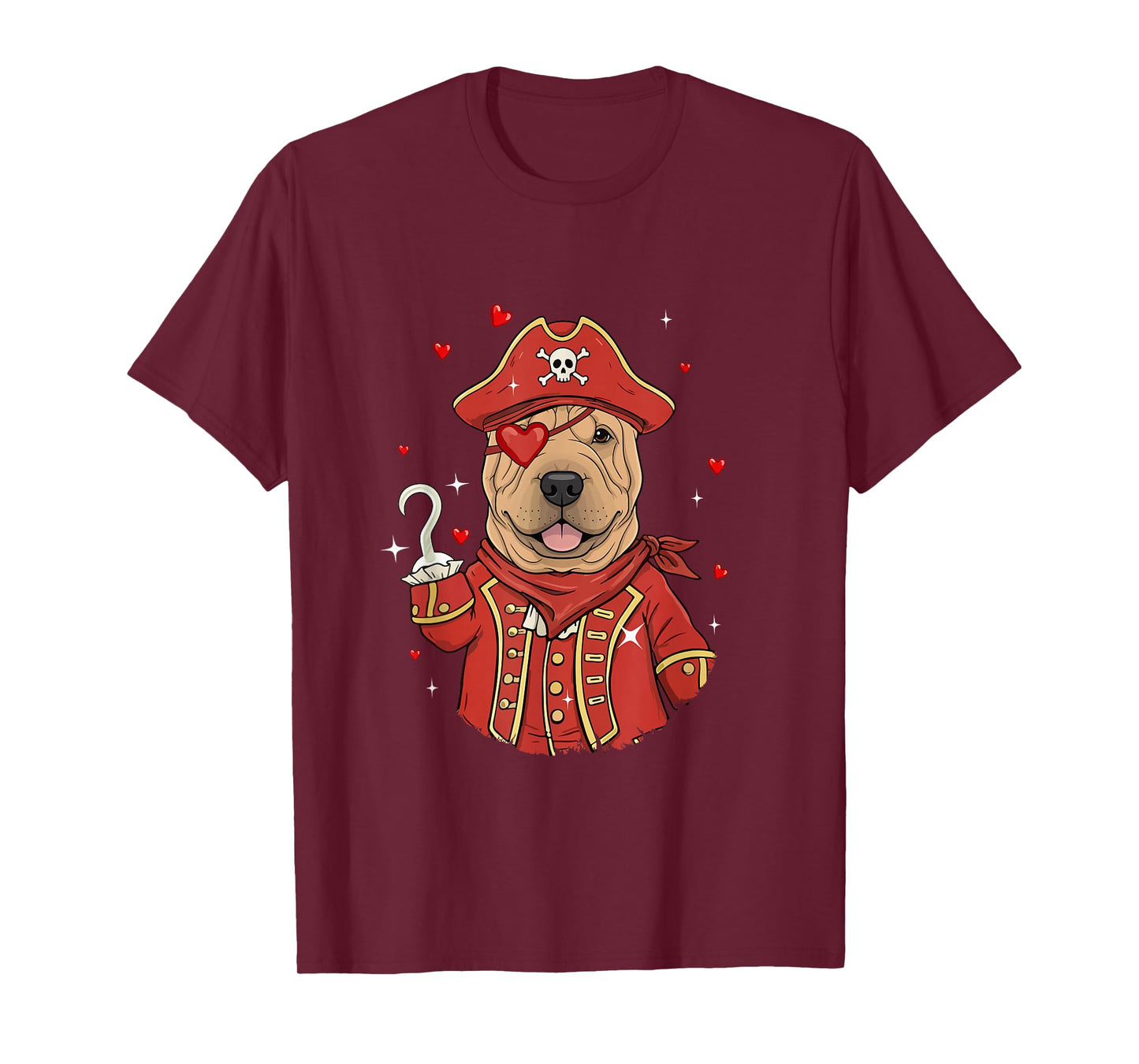 Shar Pei As Pirate Valentine's Day Matching Owner Kids T-Shirt