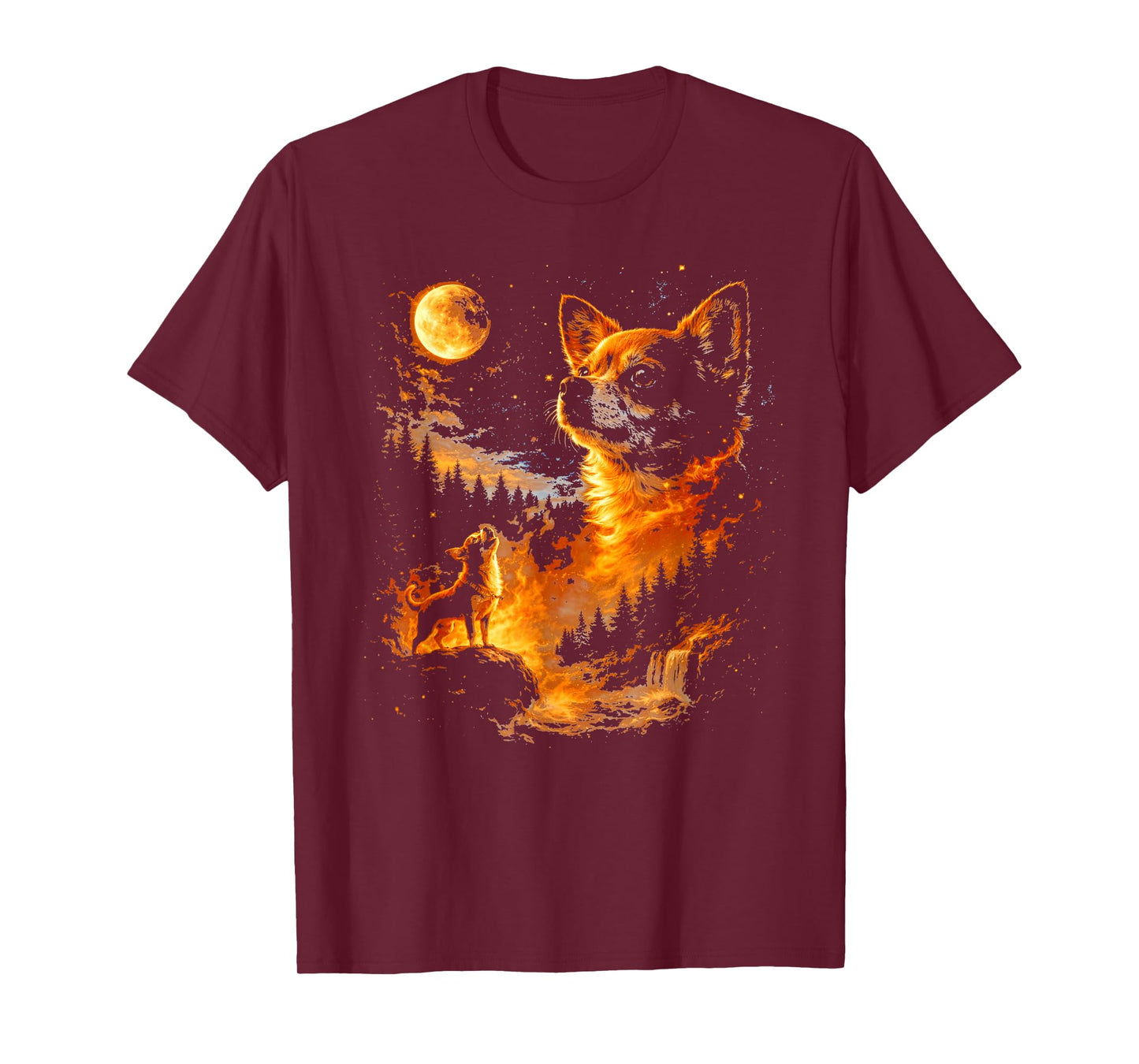 Funny Chihuahua Howling to The Moon Vintage 90s Retro Animal T-Shirt