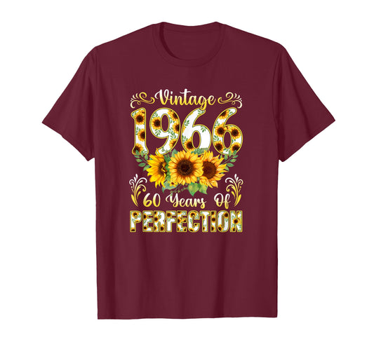 60 Year Old Vintage 1966 Sunflower 60th Birthday Girl Women T-Shirt