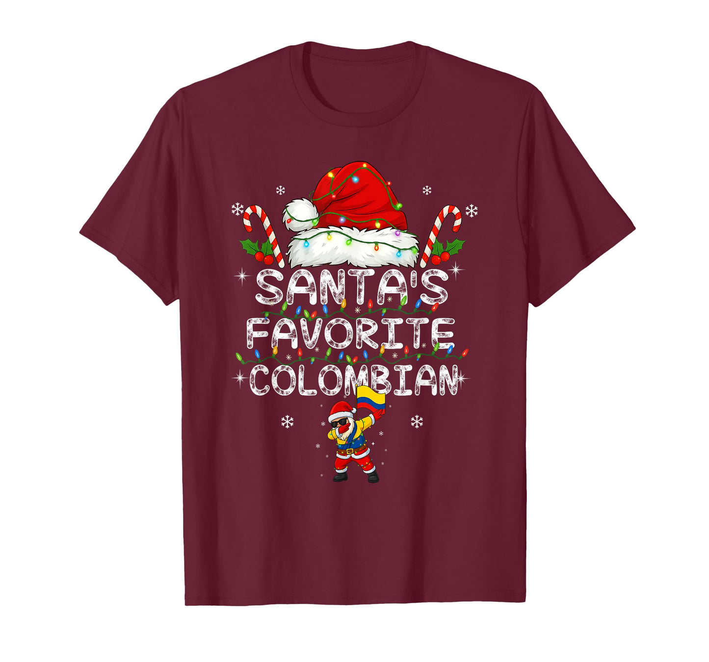 Funny Santa's Favorite Colombian Christmas Santa Dab Xmas T-Shirt