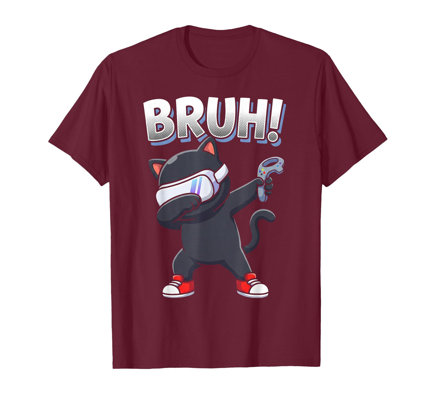 Funny Dabbing Gaming Cat Bruh Virtual Reality VR Boys Gamer T-Shirt