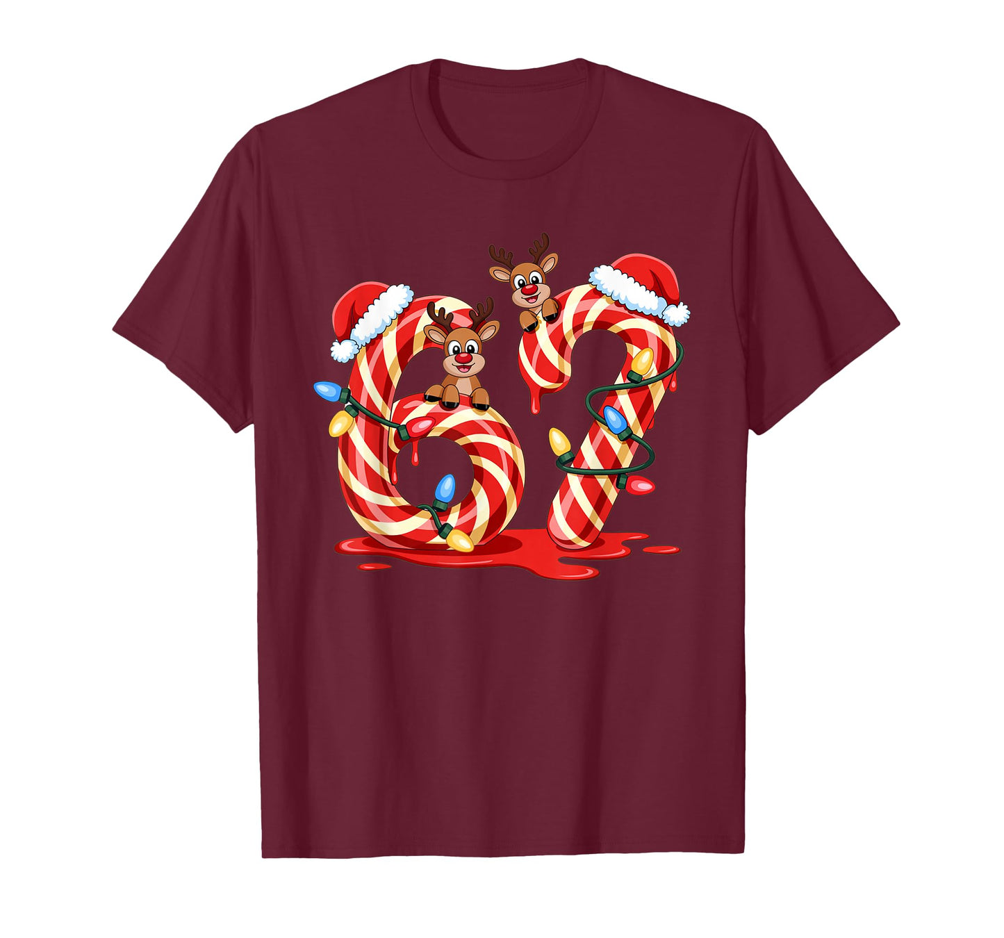 Melting Candy Cane 67 Christmas Design Santa Hat Holiday T-Shirt