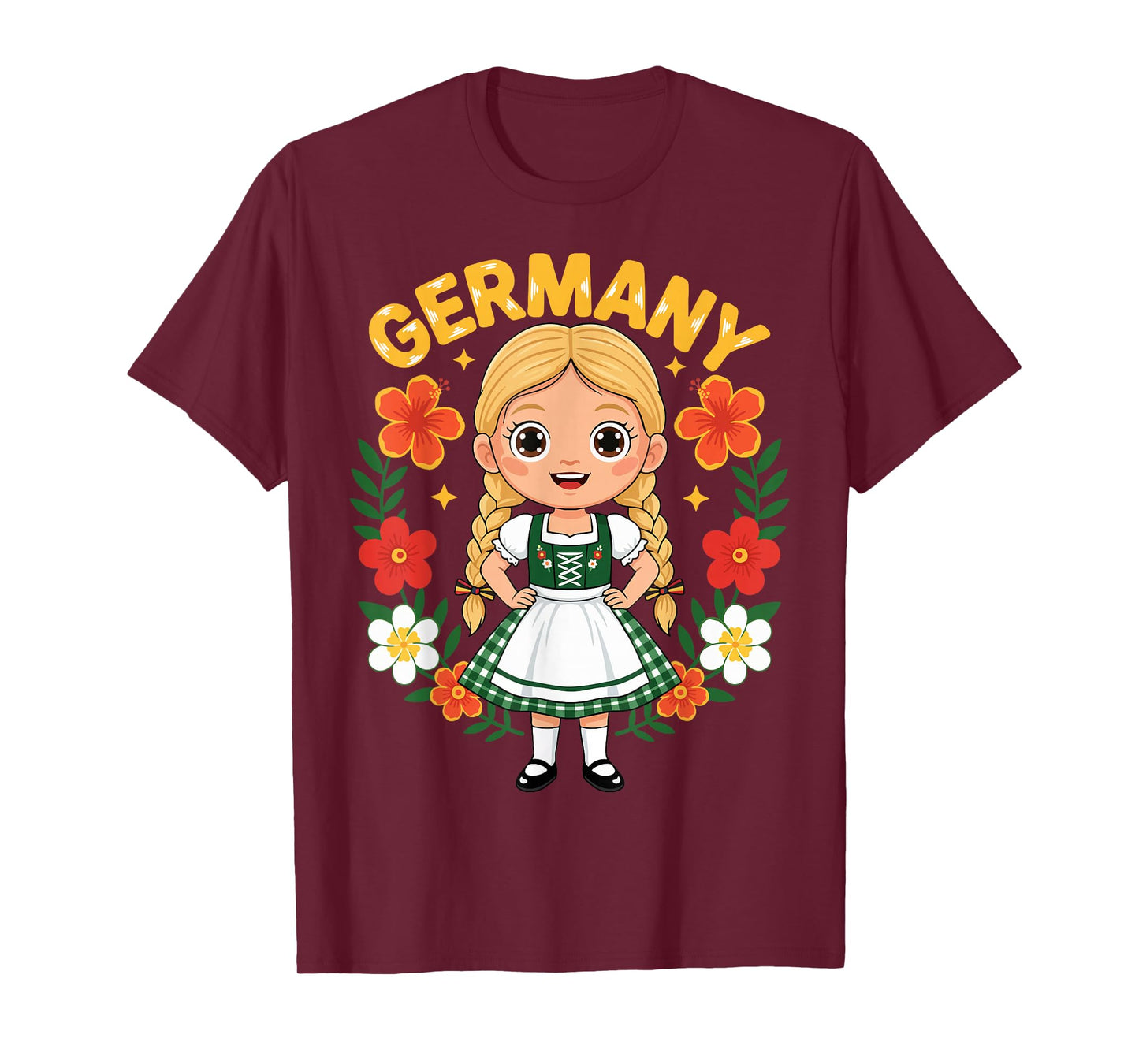 Germany German Girl Traditional Dress Flowers Heritage T-Shirt