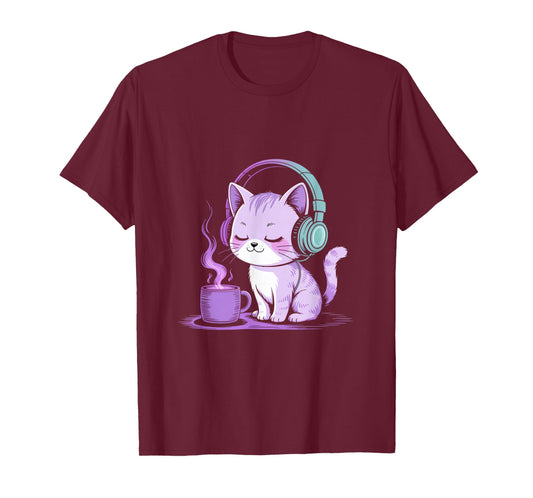 Chill Vibes Cat with Headphones T-Shirt