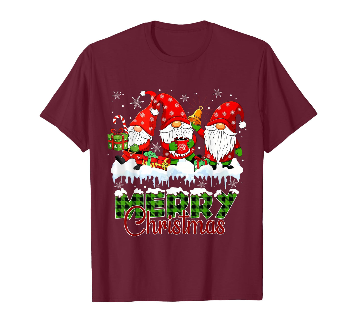 Cute Gnomes Merry Christmas Light Family Gnome Xmas Matching T-Shirt