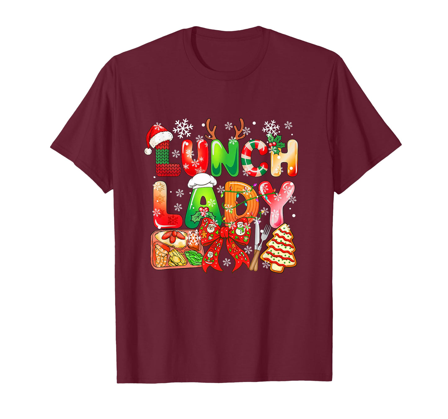 Lunch Lady Job Tools Colorful Costume Bow Tie Xmas Group T-Shirt