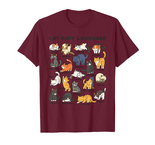 Cat Body Language Cute Cat Lover Kawaii Girl Women Kids T-Shirt