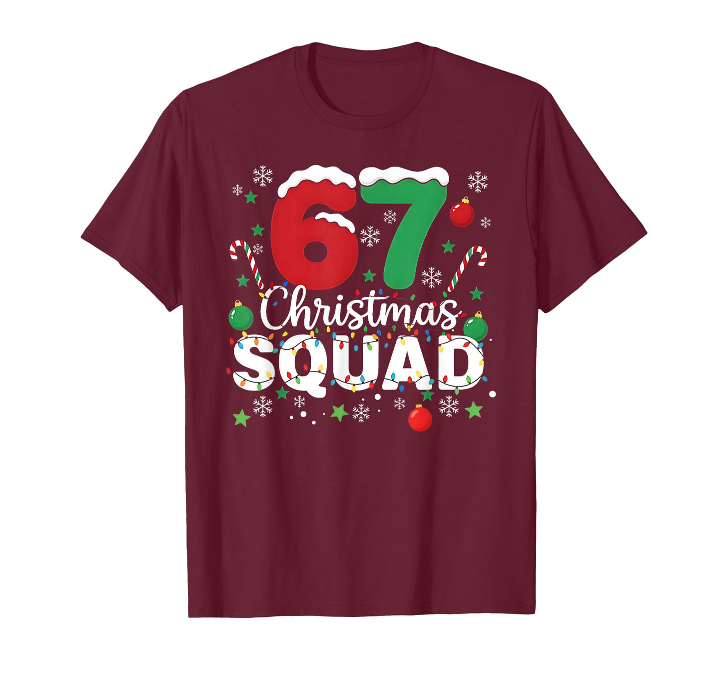 Funny 67 Six Seven Meme Brainrot 67 Christmas Squad T-Shirt