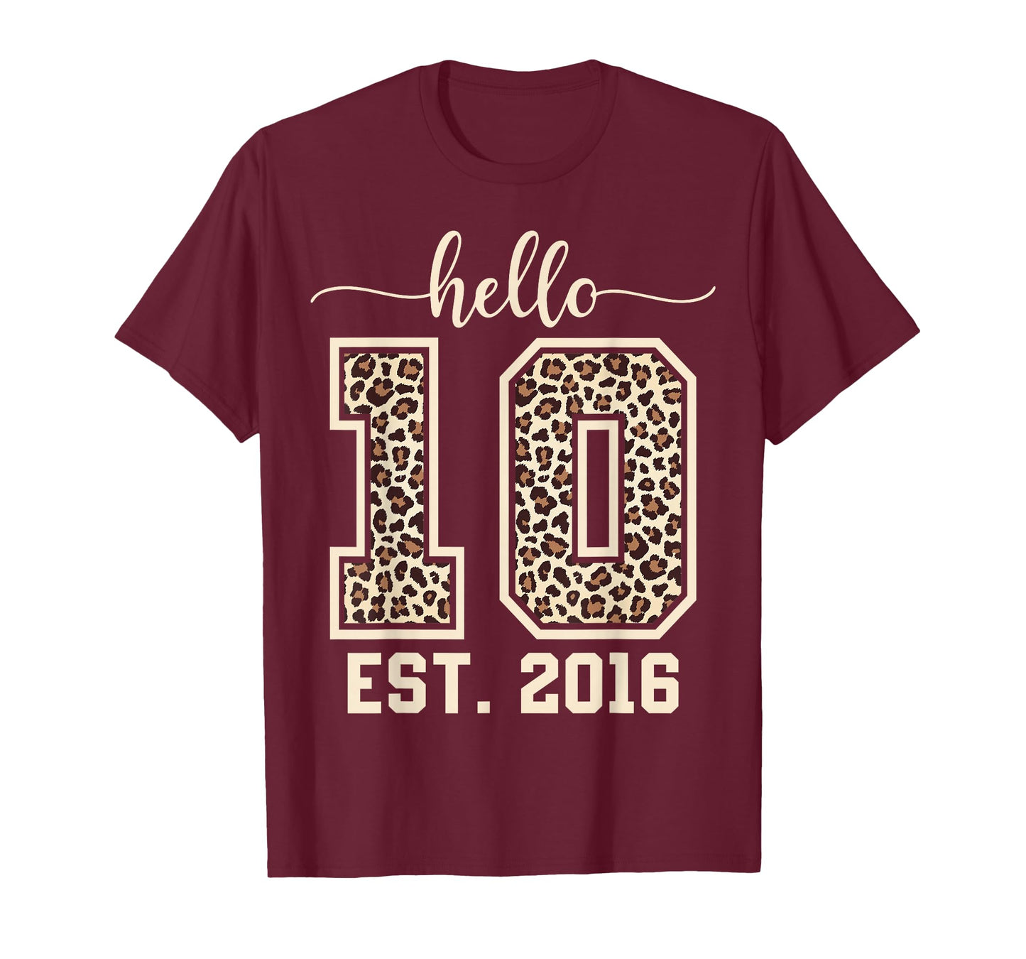 Hello Ten Est 2016 Bow 10th Birthday Double Digits Girls T-Shirt