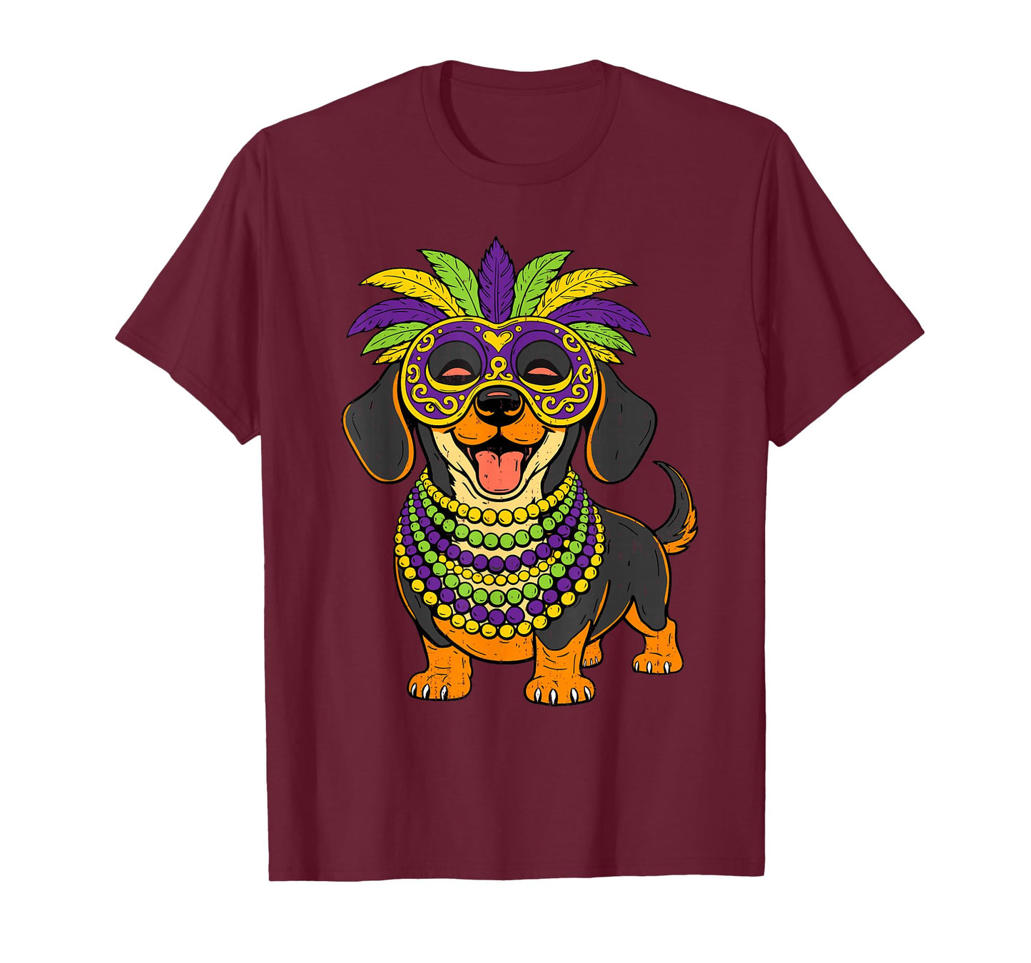 Dachshund Mardi Gras Carnival Jester Beads Dog Lover Pet T-Shirt