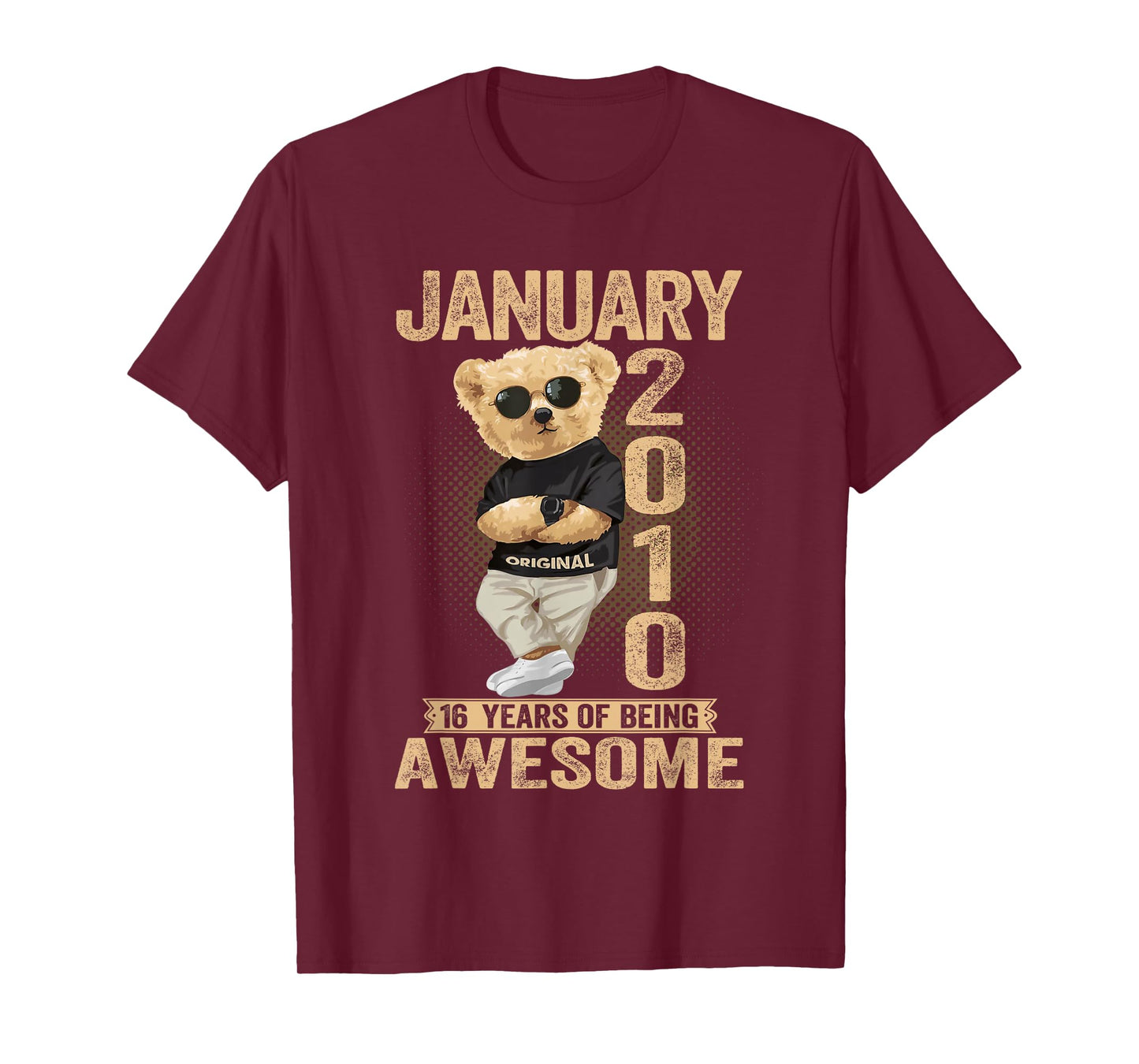 16 Year Old January 2010 Teddy Bear 16th Birthday Men Women T-Shirt