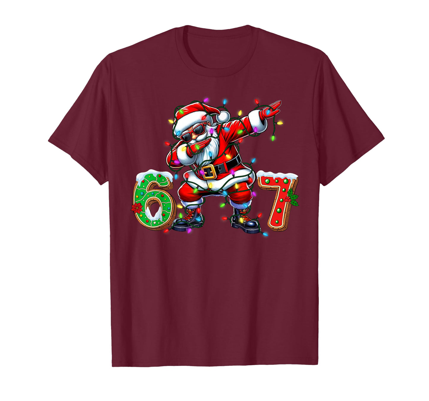67 Six Seven Funny Dabbing Santa Christmas 6 7 Meme Men Kids T-Shirt