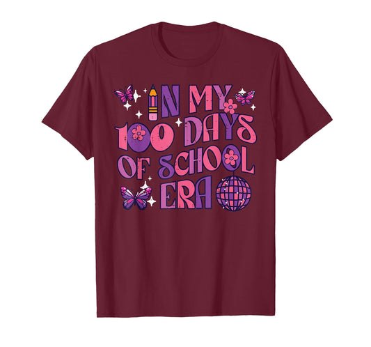 in My 100 Days of School Era Retro 100th Day Women Girl Kids T-Shirt