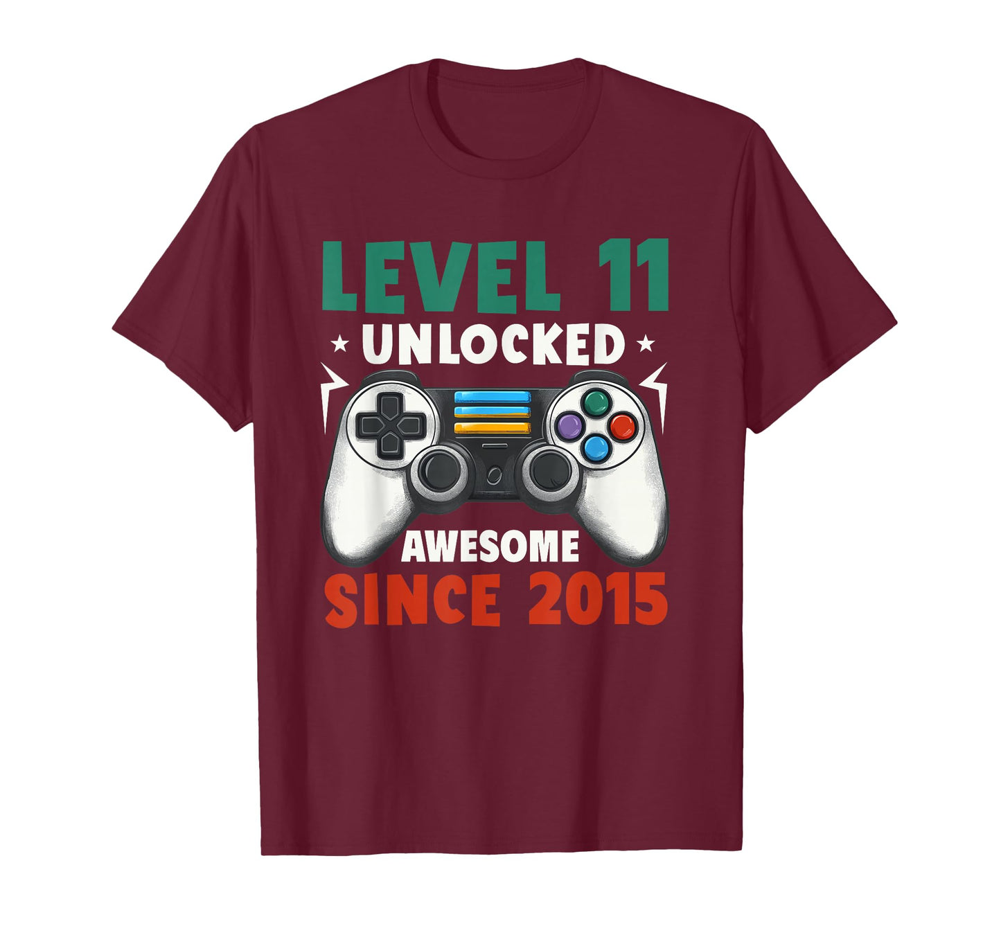 Level 11 Unlocked Awesome Since 2015 11th Birthday Gaming T-Shirt