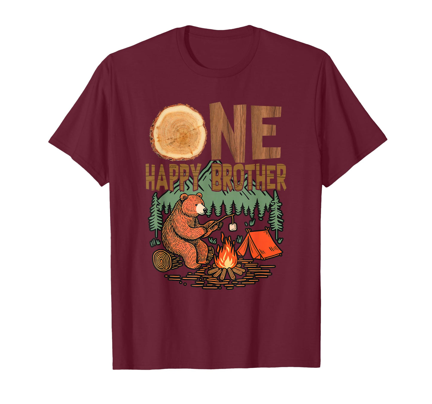 One Happy Brother Camper 1St Birthday Camping Bear T-Shirt