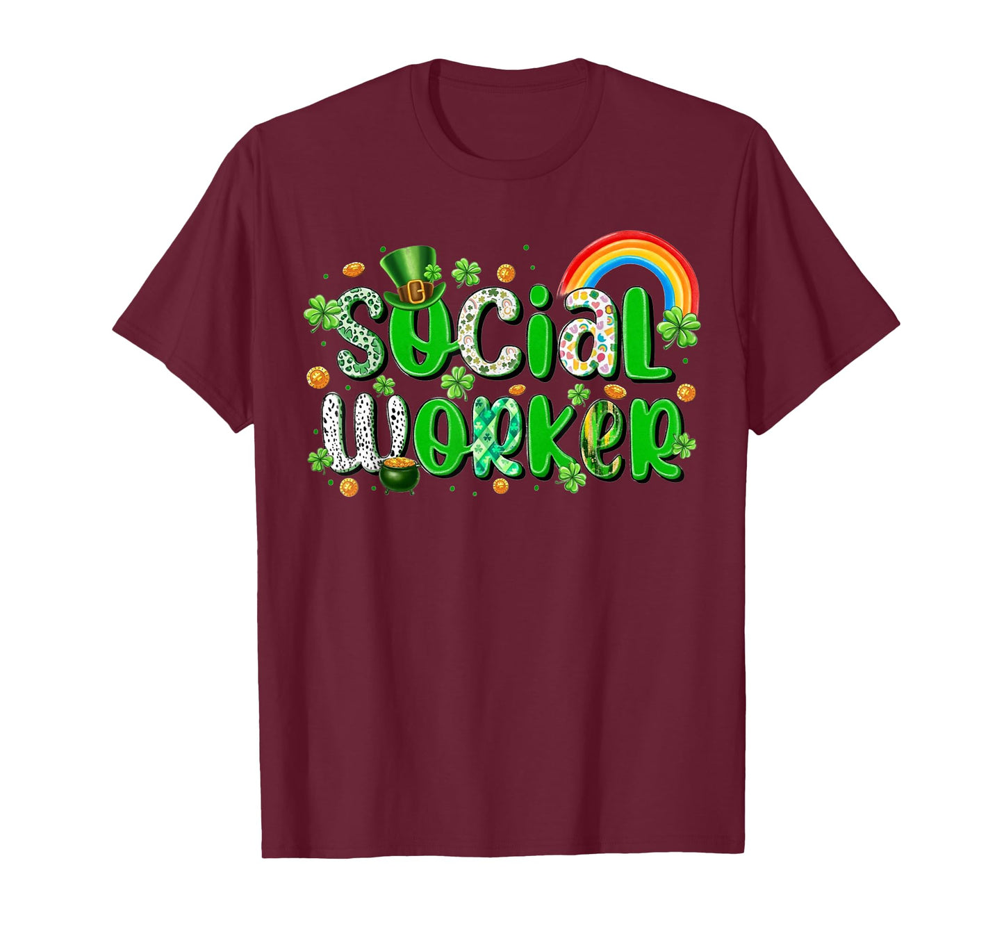 St Patrick's Day Social Worker Lucky Shamrock Office Work T-Shirt