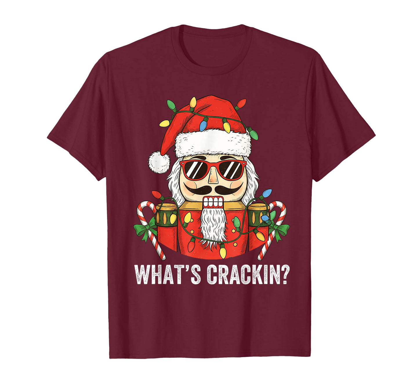 Funny Nutcracker Christmas Shirt Santa Hat Candy Cane Xmas T-Shirt