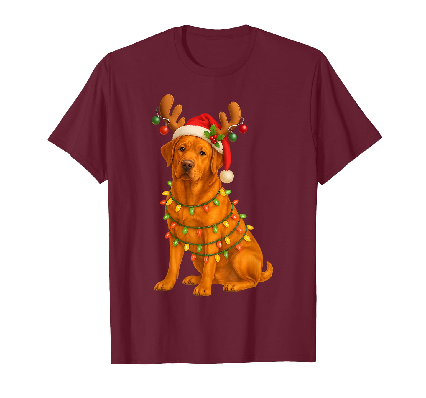 Fox Red Lab Christmas Tree Light Pajama Labrador Dog T-Shirt