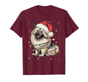 Keeshond Dog Tree Lights Christmas Sweater Xmas Pet Dogs T-Shirt