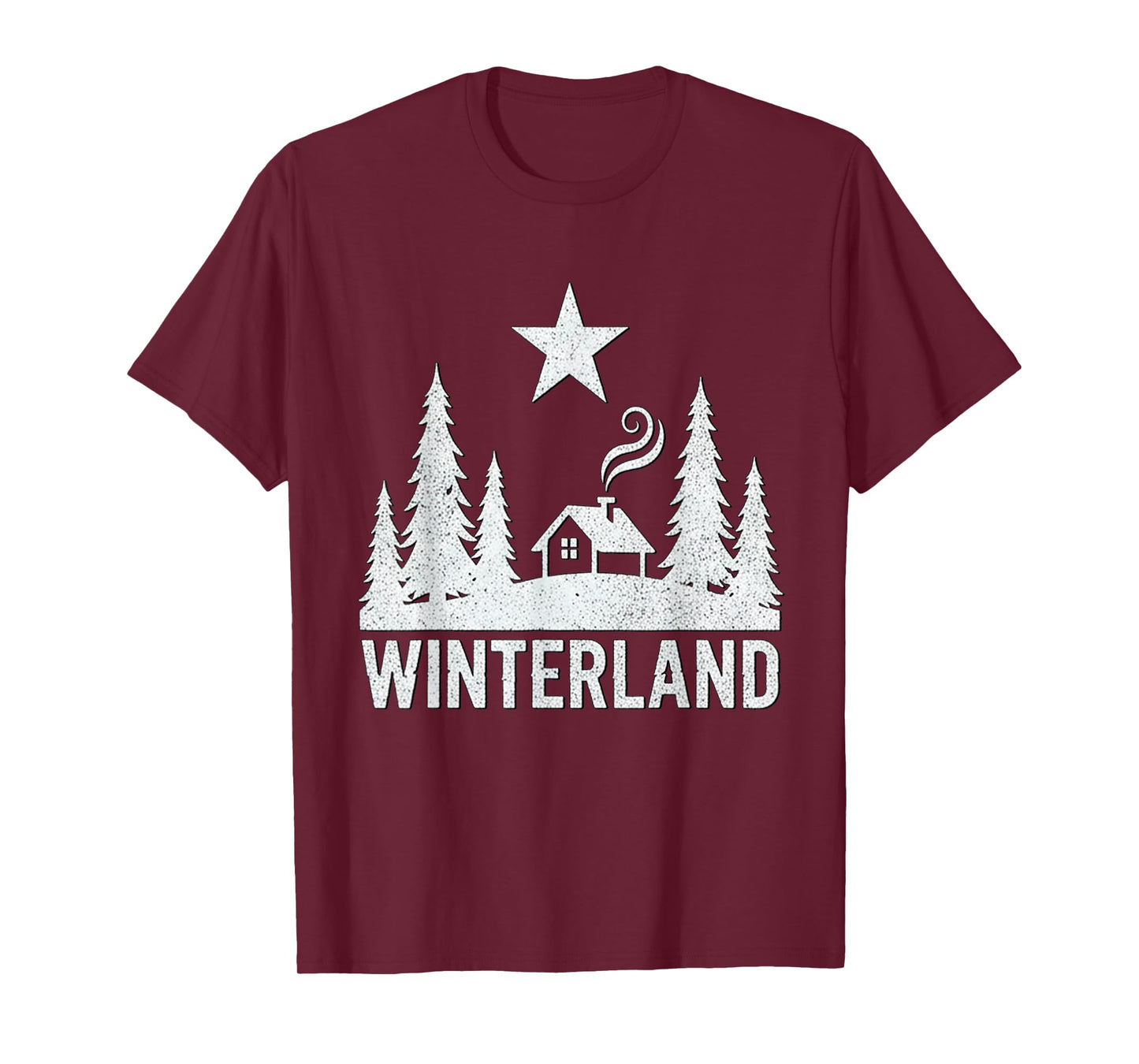 Winterland Rustic Cabin Forest Star Grunge Winter Snow T-Shirt