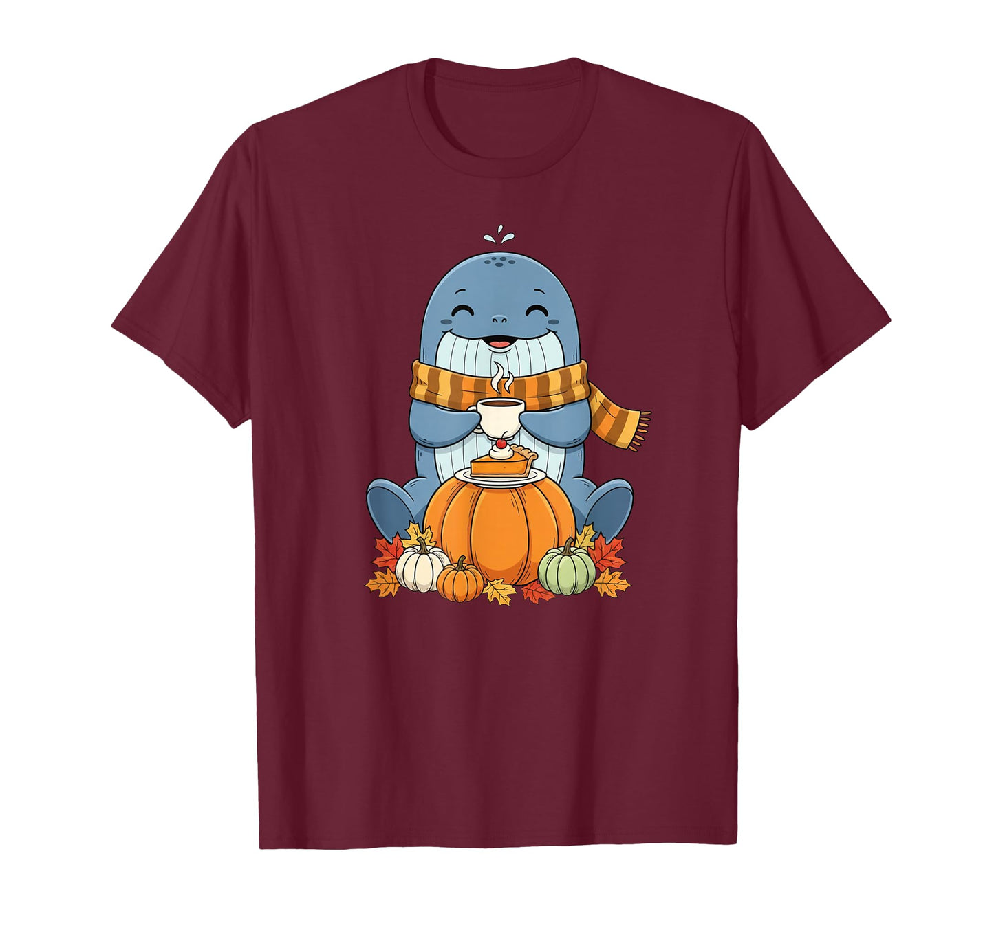 Funny Whale Coffee Autumn Thanksgiving Womens Mens Kids T-Shirt