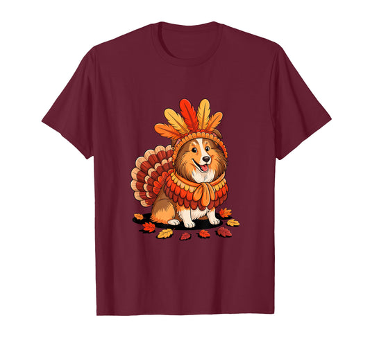 Thanksgiving Turkey Shetland Sheepdog Sheltie T-Shirt