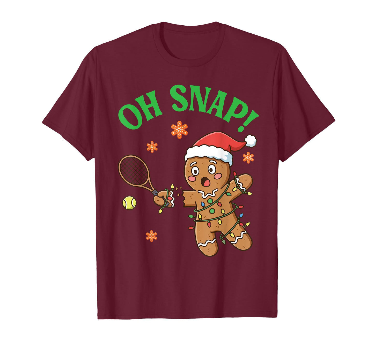 Funny Gingerbread Tennis Christmas Cookie Oh Snap Santa Hat T-Shirt