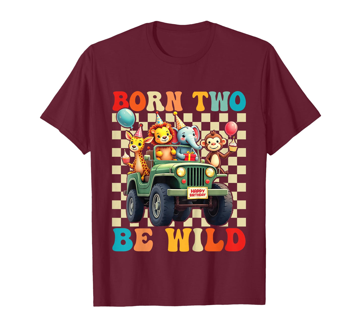 Born Two Be Wild 2nd Birthday 2 Year Old Birthday Zoo Safari T-Shirt