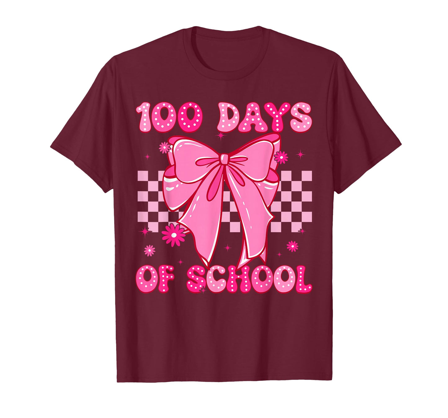 Coquette Bow 100th Day of School 100 Days Girls Women Kids T-Shirt