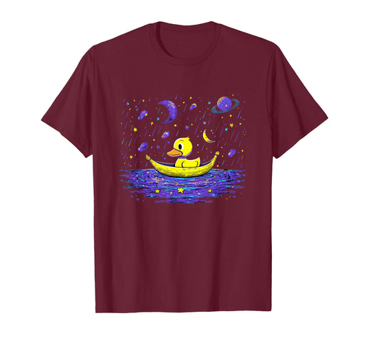 Colorful Duck Moon Adventure in Galaxy T-Shirt
