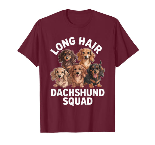 Wiener Dog Lovers Squad Long Hair Dachshund T-Shirt