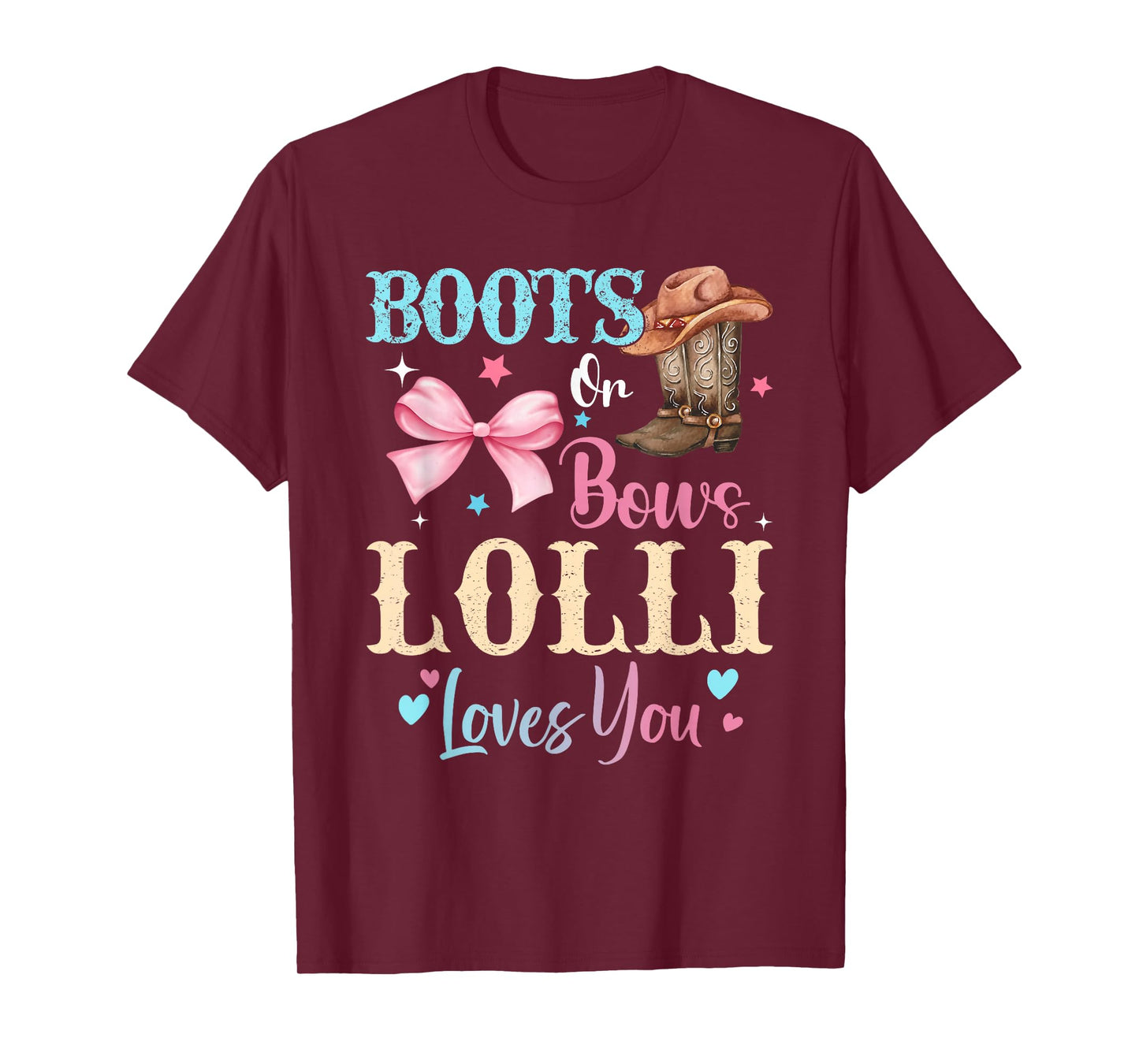 Boots or Bows Lolli Loves You Gender Reveal Family T-Shirt