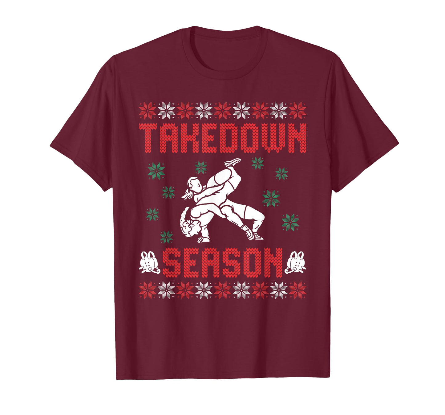 Takedown Season Girls Wrestling Ugly Sweater Christmas T-Shirt